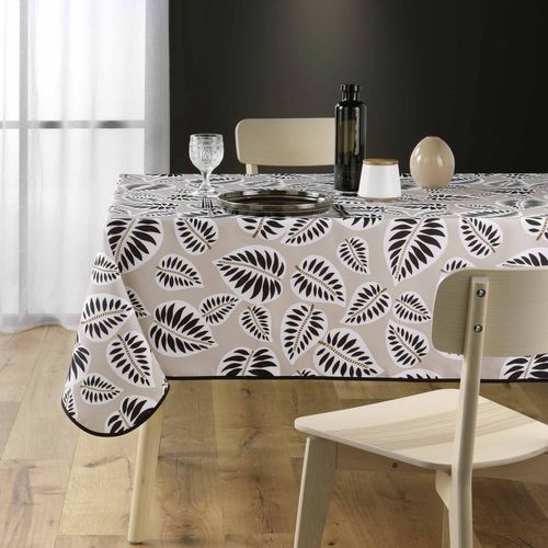 Nappe Antitache Carrée 150x150 Cm - Feuilles - Beige Beige