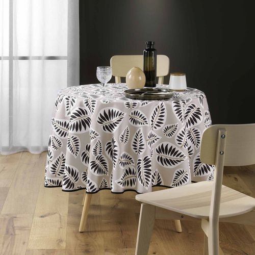 Nappe Antitache Ronde - Diamètre 180 Cm - Feuilles - Beige Beige