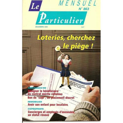 Le Particulier  N° 863 : Loterie, Cherchez Le Piège