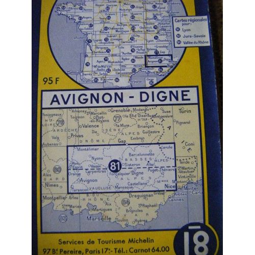 Carte Michelin 81 Avignon/Digne 1955