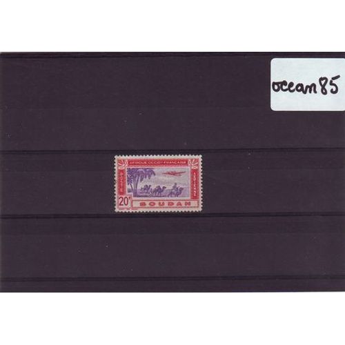 Soudan 1942 : Poste Aérienne : Avion Survolant Une Caravane - Timbre 20 F. Carmin Et Violet Obltéré