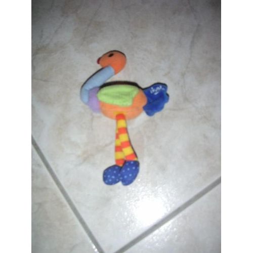 Doudou Peluche Hochet Autruche Multicolore
