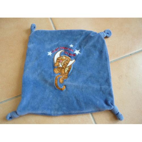 Doudou Plat Bleu Tigrou Ami De Winnie;4 Noeuds