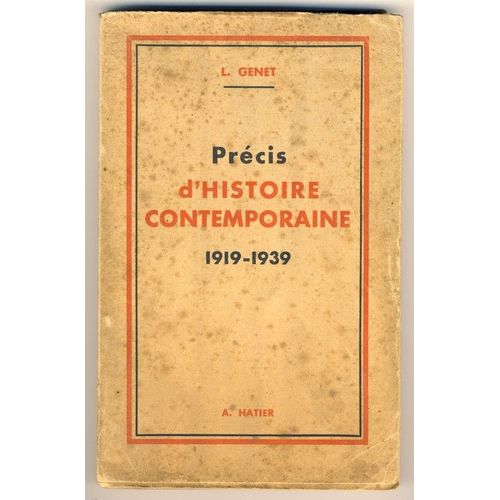 Précis D'histoire Contemporaine. 1919-1939