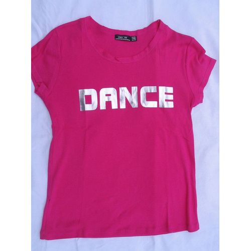 T-Shirt Zara Trf , Rose Vif , Taille L , Manches Courtes , Col Rond