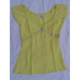 T-Shirt Pimkie , Jaune , Encolure V , Sans Manches, Taille M