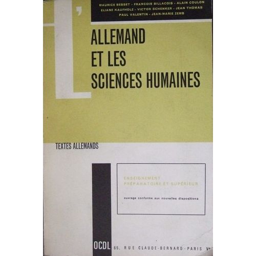 L'allemand Et Les Sciences Humaines