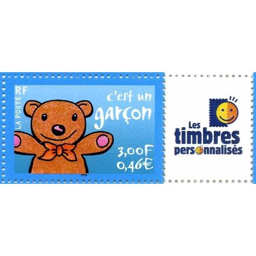 Timbre Personnalisé C'est Un Garçon" 2001 Logo "Les Timbres Personnalisés"