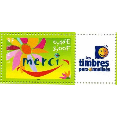 Timbre Personnalisé Merci 2001 Logo Les Timbres Personnalisés