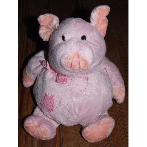 Cochon Doudou Maxita Rose Boule Peluche Noeud Coeur Vichy Rose