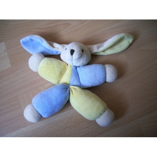 Doudu Lapin Cmp Bicolor Jaune/Bleu