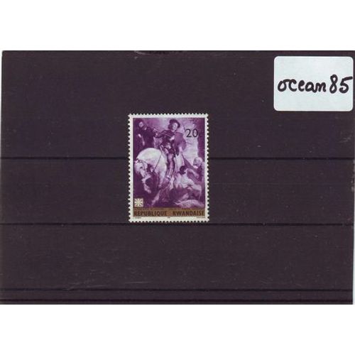 Rwanda 1967 : Le Cheval Blanc De Van Dyck - Timbre 20 C. Violet Oblitéré