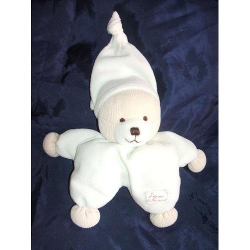 Tiamo Peluche Doudou Ours Beige Ecru  Bonnet Nounours Charly & Cie