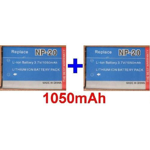 Pack de 2 Batteries Casio NP20 NP-20 NP-20DBA NEUVE **900mAh** compatible Exilim EX-M1, M2, M20, M20U,  Exilim EX-S1, S1PM, S100,  S2, S3, S20, S20U, S23, S100WE