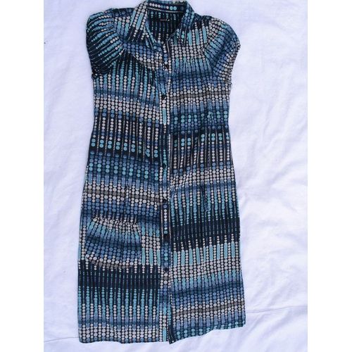 Robe Zara Trf , Bleue À Ronds Bleus Et Blancs, Taille S