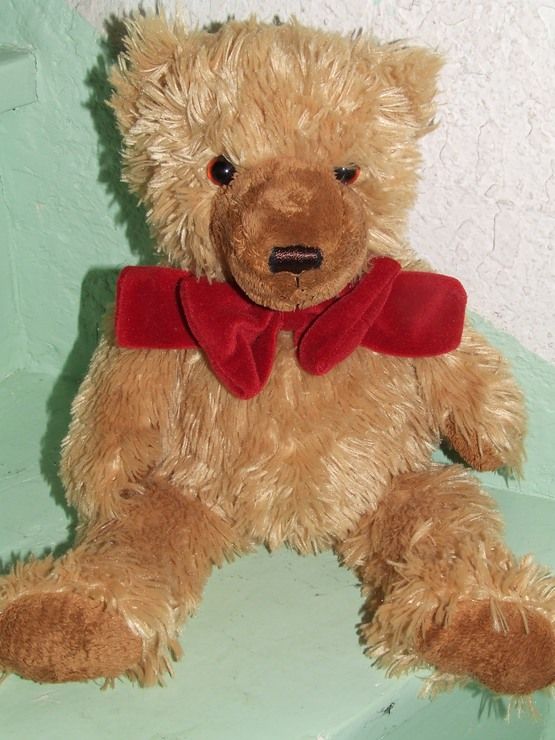 Ours Doudou Keel Toys Peluche Marron Noeud Rouge Bordeaux  40 Cms