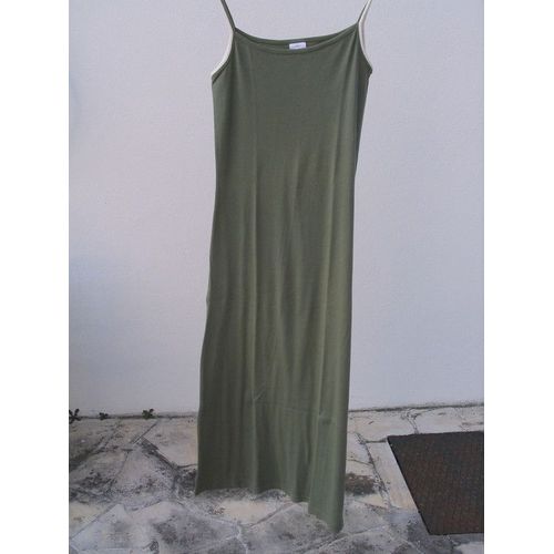 Robe Longue Promod , À Bretelles , Taille 38/40 , Vert Olive