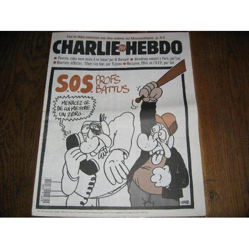 Charlie Hebdo  1996  Fevrier 7  N° 190 : Sos  Profs Battus