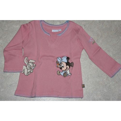 T.Shirt Disney Manches Longues Rose 24 Mois Com9