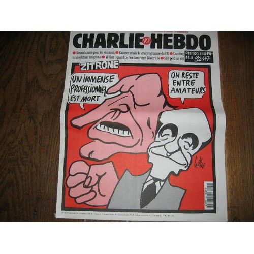 Charlie Hebdo  1995  Novembre  29  N° 180 : Zitrone  Un Immense  Professionnel Est Mort