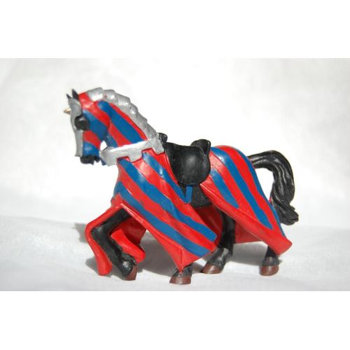 Cheval De Tournoi Bleu Et Rouge