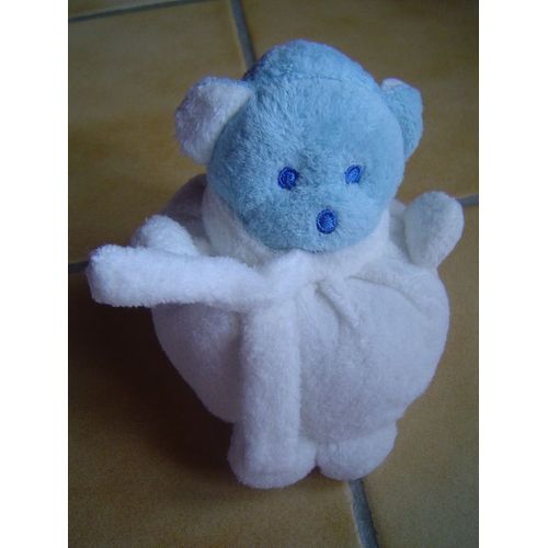 Doudou Ours Boule : Bleu Et Blanc Musti