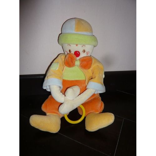 Doudou Clown Multicolore Grelot Sucre D'orge