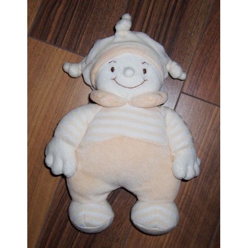 Doudou Peluche Lutin Prince Roi Bouffon Jollybaby Jolly Baby Creme Et Beige  24cm