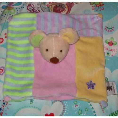 Souris Doudou Carré Cmp Rose Jaune Mauve Bleu Vert Pastel Eveil Et Tendresse Kiabi