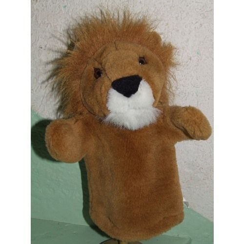 Lion Doudou Cp Marionnette Peluche A Main Marron 28 Cms