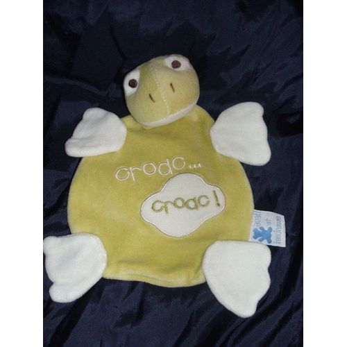 Eveil Et Tendresse Doudou Grenouille Plat Vert Blanc Croac Croac  Peluche Cmp