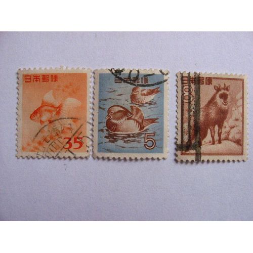 Japon,3 Timbres Oblitérés De 1952 Et 1955.