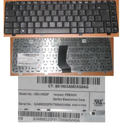 Clavier AZERTY Français pour HP COMPAQ  DV2000 DV2100 DV2300 DV2400 DV2500 DV2600 V3000 Series, NOIR / BLACK, P/N: 9J.N8682.20F, Model: NSK-H520F