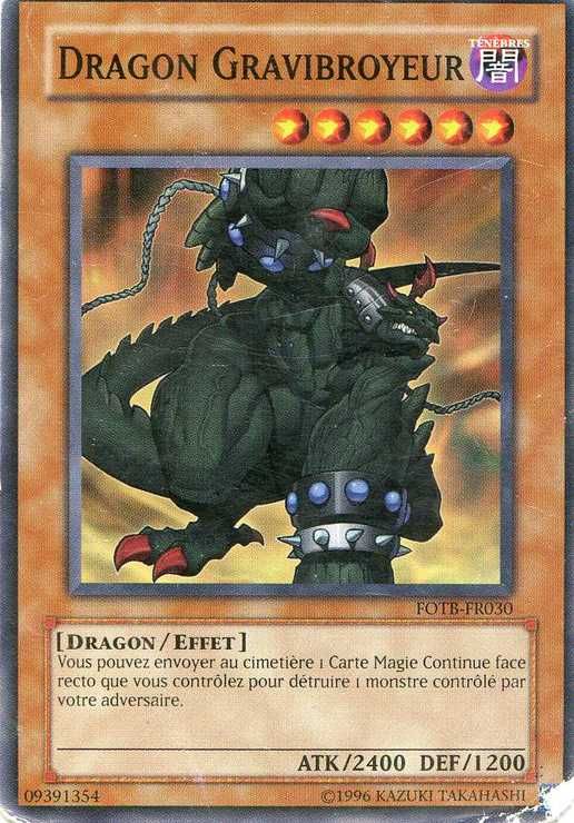 Yu-Gi-Oh - Carte Dragon Gravibroyeur - Atk/2400-Def/1200 -  Fotb-Fr030