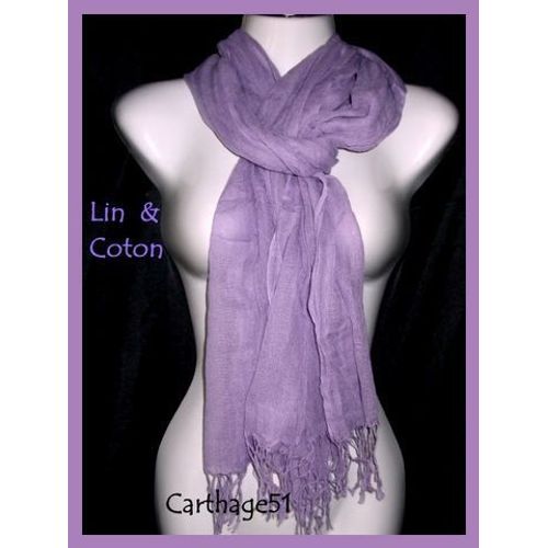 Echarpe Cheche Foulard Etole - Lin Et Coton -  Au Choix  Rouge Bleu Blanc Noir