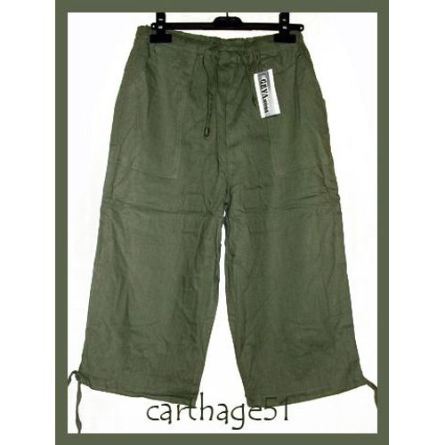 Pantacourt 100% Lin Fabrication Italienne Tailles  M(38) L(40) Xl(42) Xxl(44)  Beige Bleu Noir Blanc Ecru Marron Rouge Gris Taupe Pantalon Sarouel
