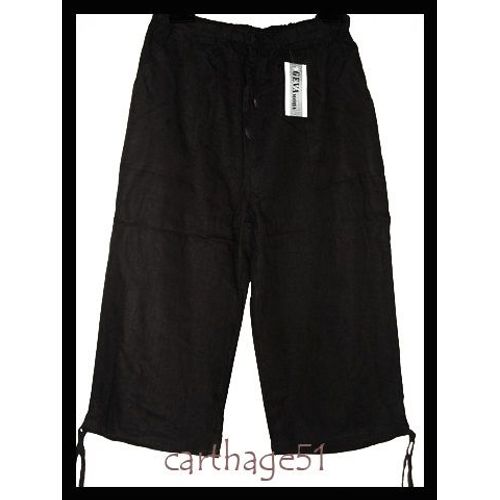 Pantacourt 100% Lin Fabrication Italienne Tailles  M(38) L(40) Xl(42) Xxl(44)  Beige Bleu Noir Blanc Ecru Marron Rouge Gris Taupe Pantalon Sarouel