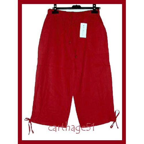 Pantacourt 100% Lin Fabrication Italienne Tailles  M(38) L(40) Xl(42) Xxl(44)  Beige Bleu Noir Blanc Ecru Marron Rouge Gris Taupe Pantalon Sarouel