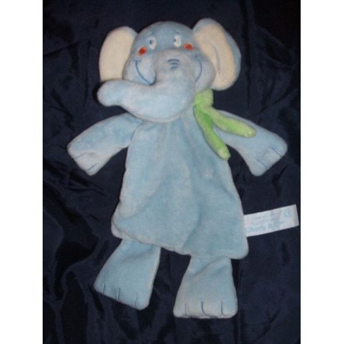 Tiamo Olli Peluche Doudou Elephant Bleu Vert Semi Plat Lesté De Billes Charly Cie