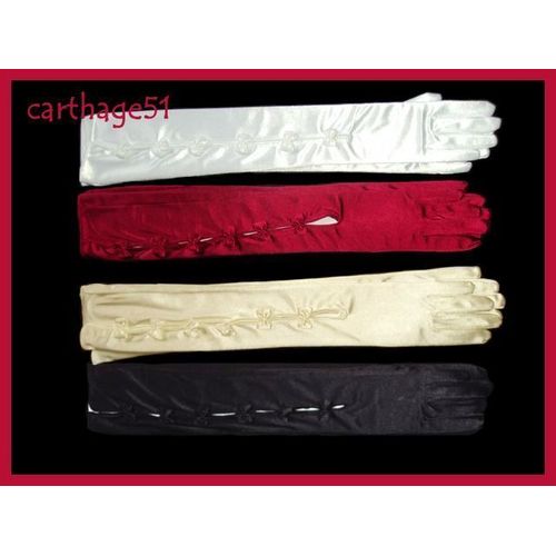 Gants Longs Opéra  Noeud Mariage Cérémonie - Sexy- Satin (Soirée) Rouge Noir Ecru Blanc