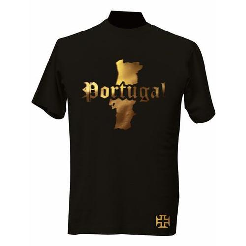 T-Shirt Portugal Noir & Or Métalisé