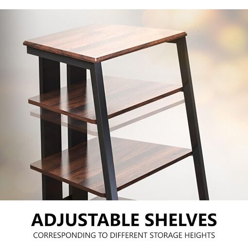 Meuble HiFi 4 Étagères FITUEYES - Support Pour Platine Vinyle Et Équipement Audio, Style Vintage