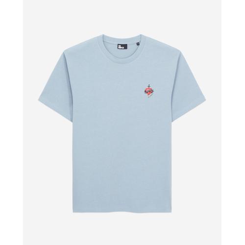 T-Shirt Homme Bleu Avec Broderie Dagger Through Heart - L