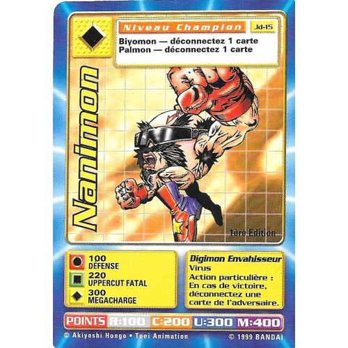 Carte Digimon Nannimon Jd-15 [Premiere Edition 1] Vf - Bandai 1999