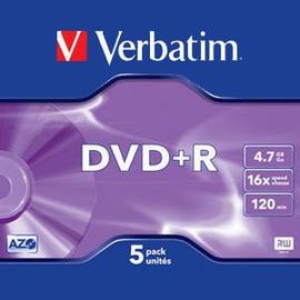 Verbatim DVD+RW vierge réinscriptible 4,7 Go / 120 min vitesse 4 X - Lot de  5 - Cd & DVD Viergesfavorable à acheter dans notre magasin