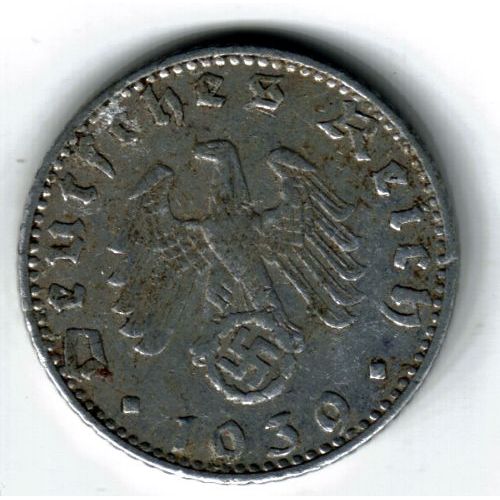 Allemagne Piece  De 50 Pfennig 1939 J Deutches Reich