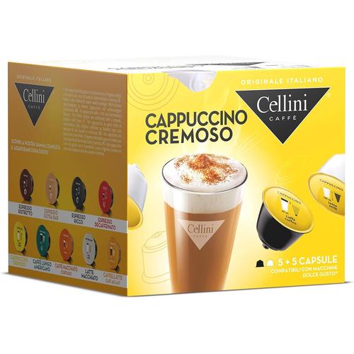 Caffè Cellini Cappuccino Creamy Cappuccino Compatible Capsules Avec Dolce Gusto - 90pcs | Compatible Avec Dolce Gusto Mousse De Lait Douce Et Crémeuse | Compatible Capsules Avec Dolce Gusto