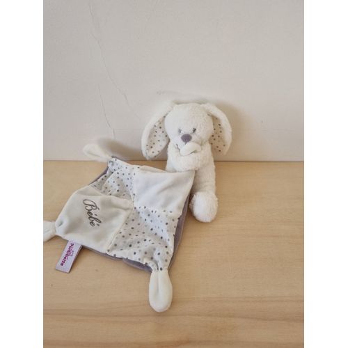 Doudou Lapin Blanc Beige Bébé Pommette