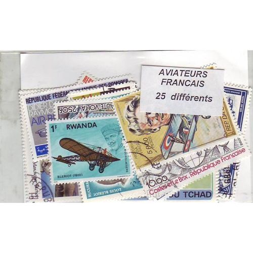Aviateurs Francais - Lot De 25 Timbres Differents - Divers Pays Du Monde