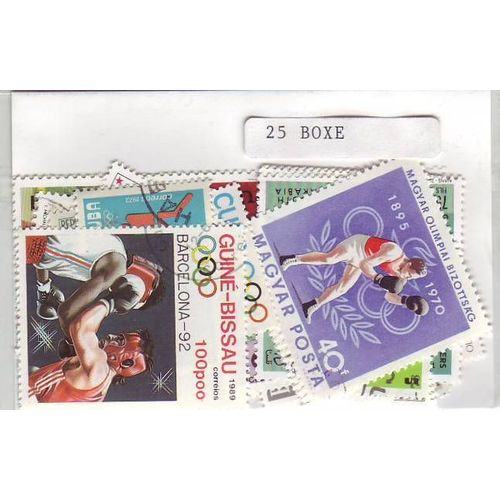 Boxe - Lot De 25 Timbres Differents - Divers Pays Du Monde